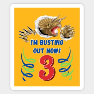 3rd Birthday Dinosaur Busting Out! Sticker